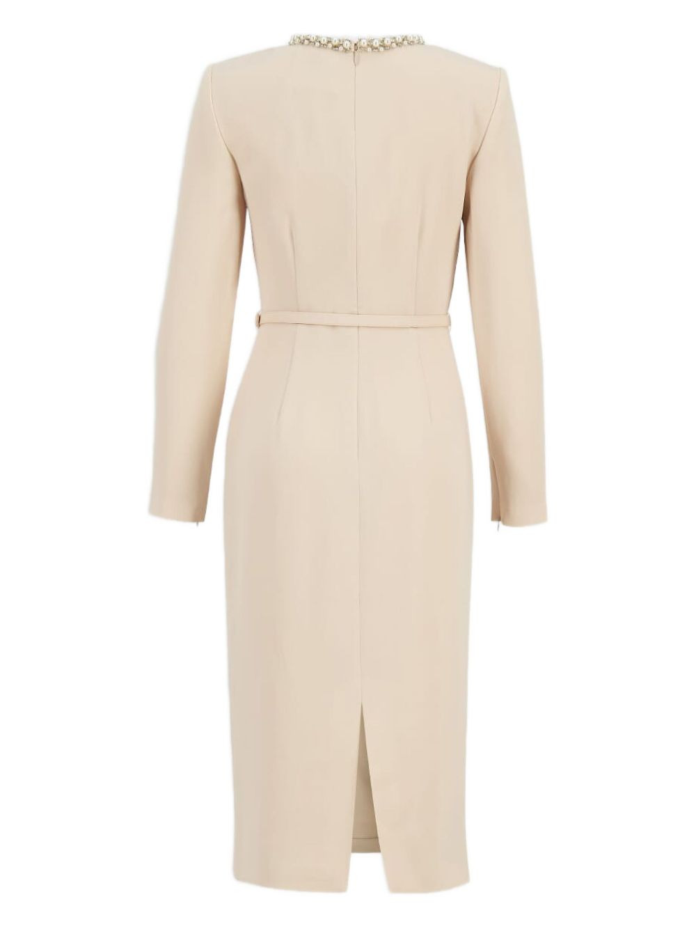 pearl-embellished draped dress - 2