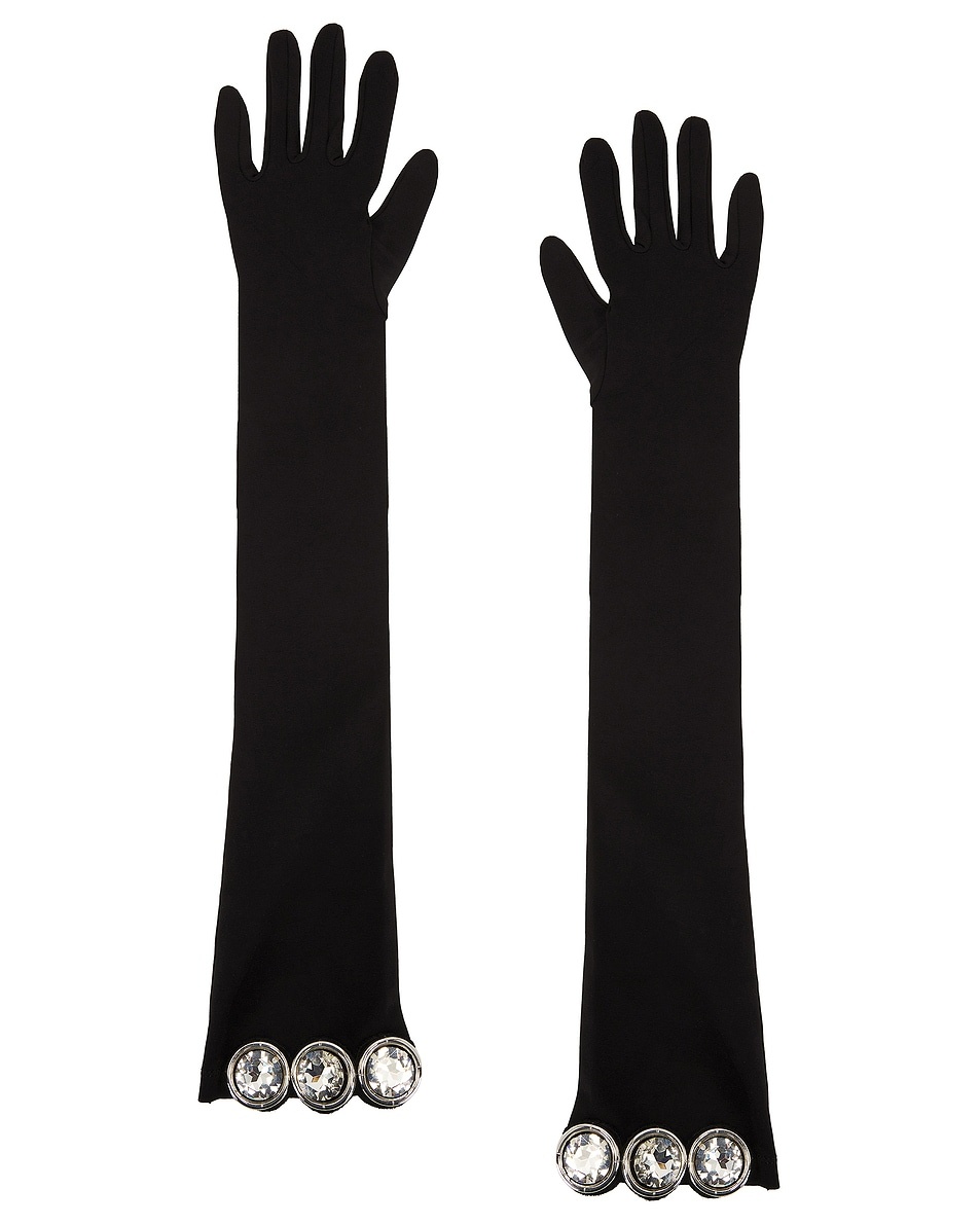 Crystal Stone Patch Long Gloves - 1