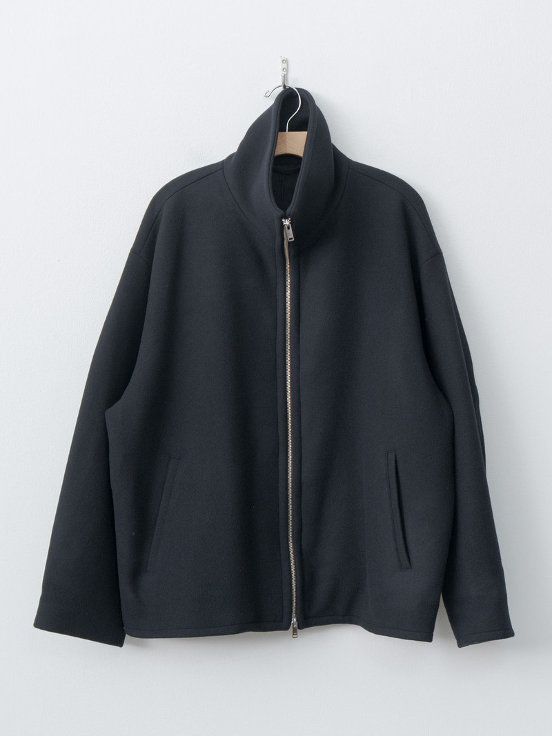 Melton Stand Collar Zip Blouson - Black 1