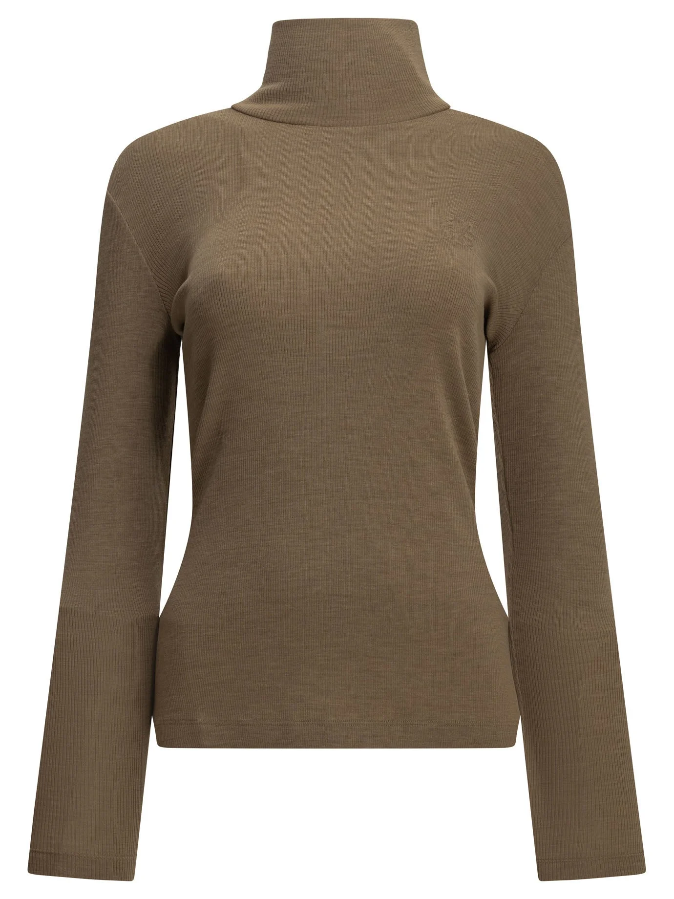 Max Mara Wool Jersey Turtleneck Sweater Brown - 1