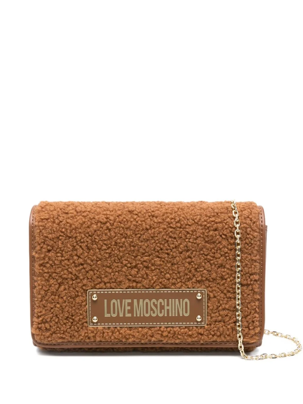 shearling chain-strap cross body bag - 1