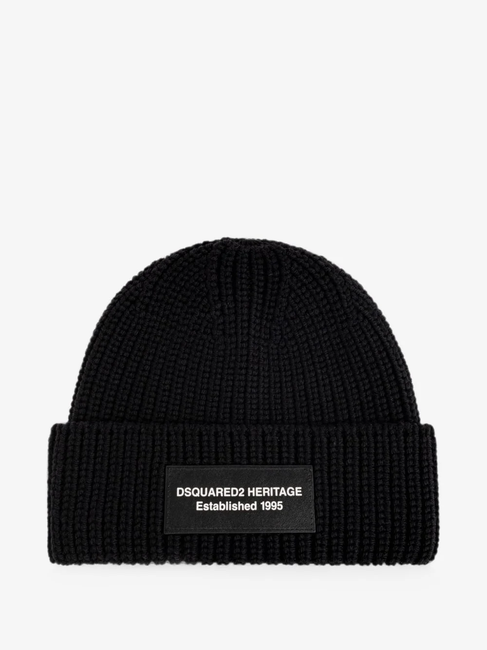 Heritage logo-patch ribbed-knit beanie hat - 1
