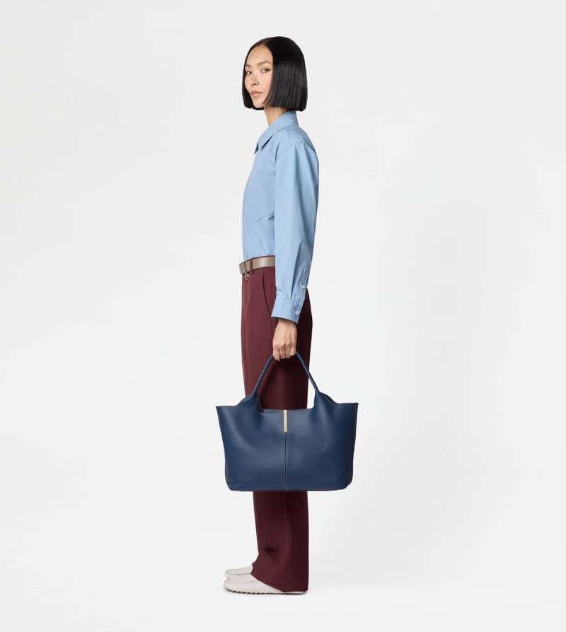 SHOPPING BAG IN LEATHER MEDIUM-SMALL - BLUE 7