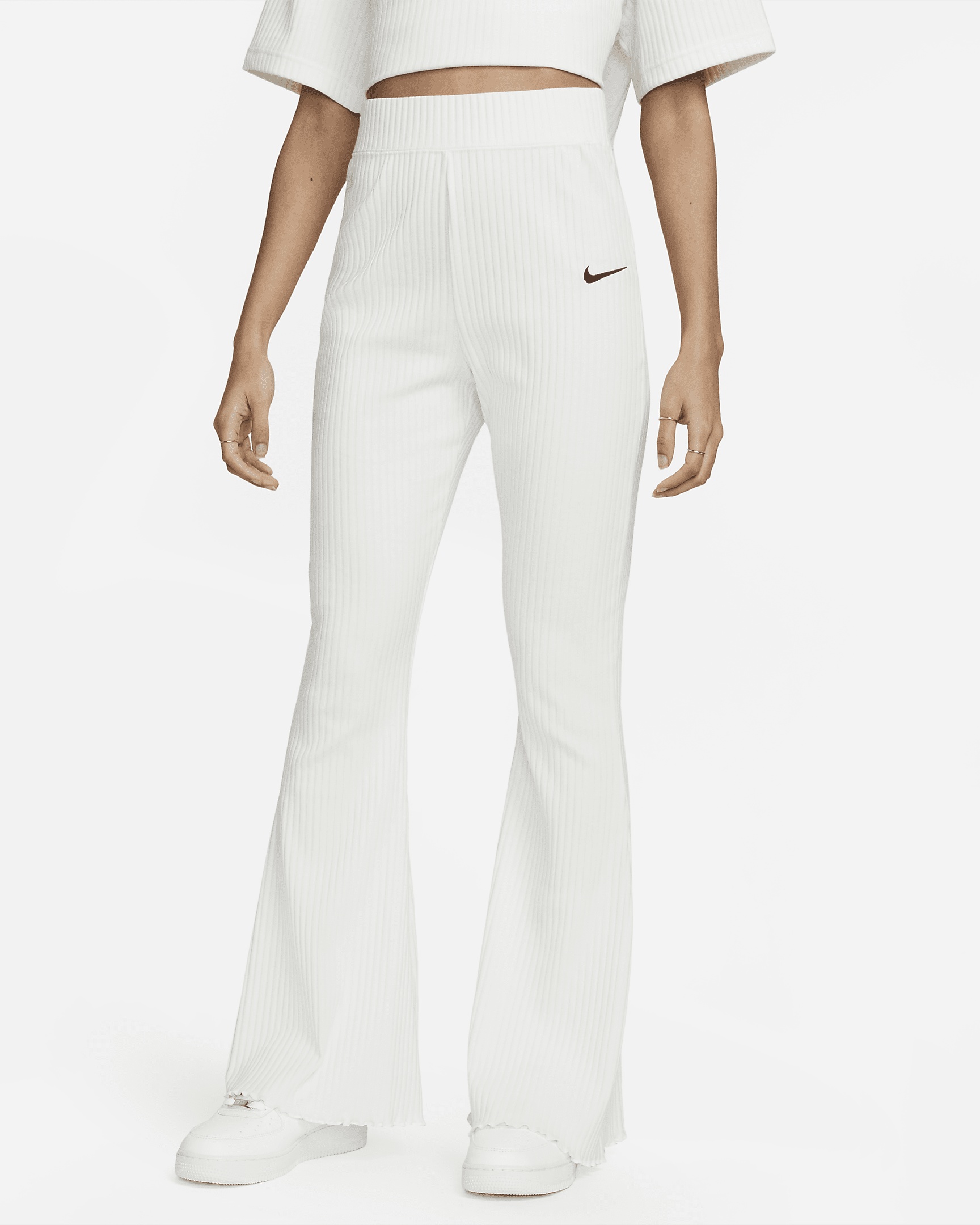 Women's Nike Sportswear High-Waisted Ribbed Jersey Flared Pants - 1