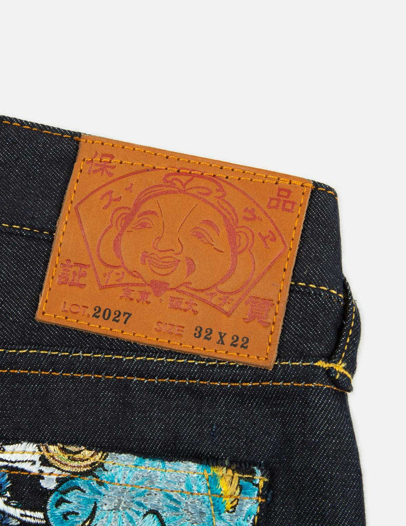 KOMAINU AND LOGO EMBROIDERY CROPPED FIT JEANS #2027 7