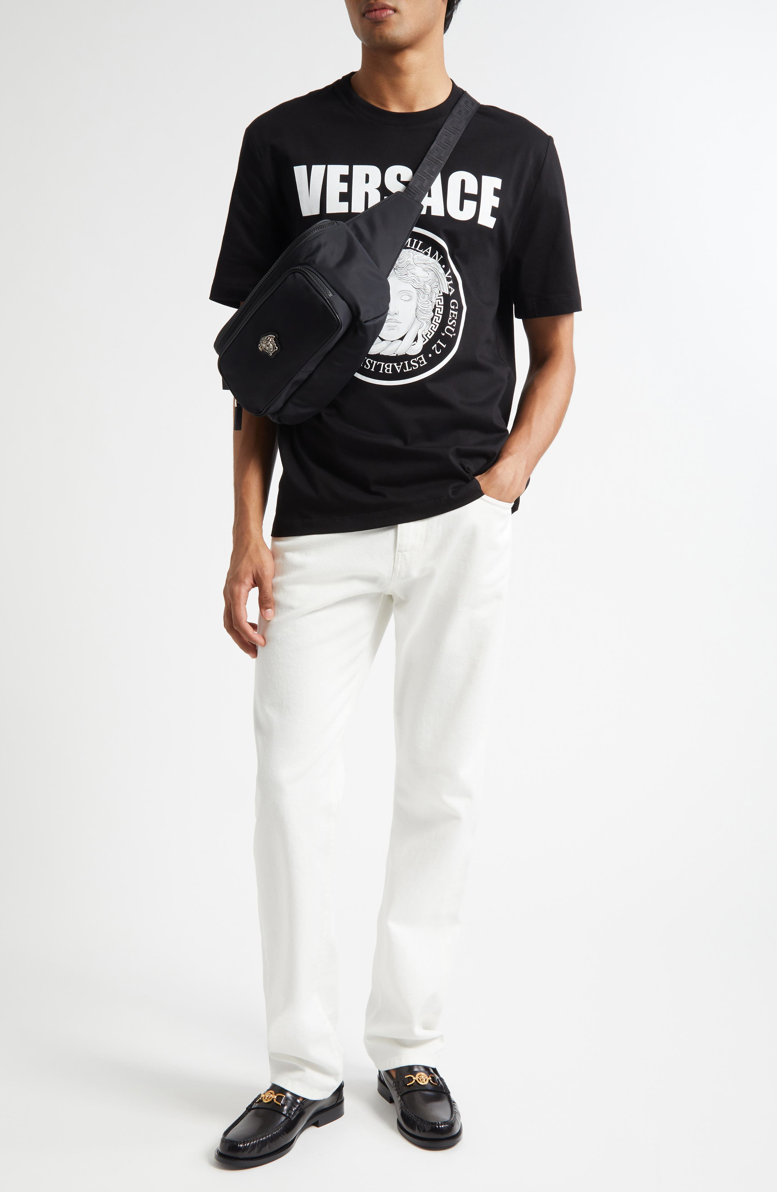 Versace Medusa Compact Cotton Jersey Graphic T-Shirt in Black at Nordstrom - 2