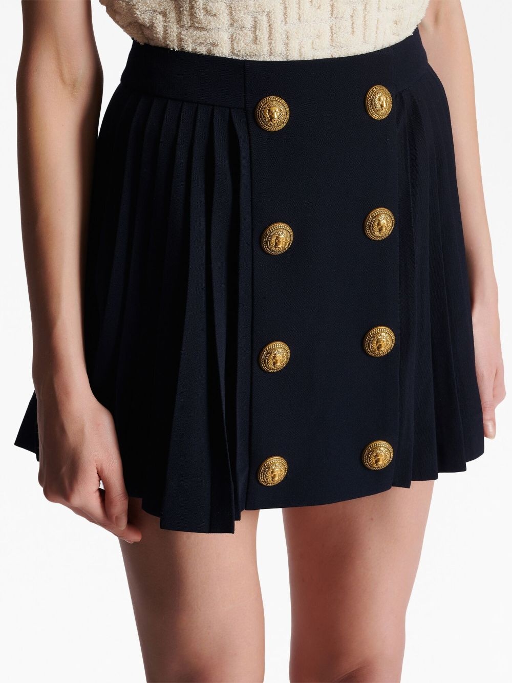 button-detail pleated miniskirt - 6