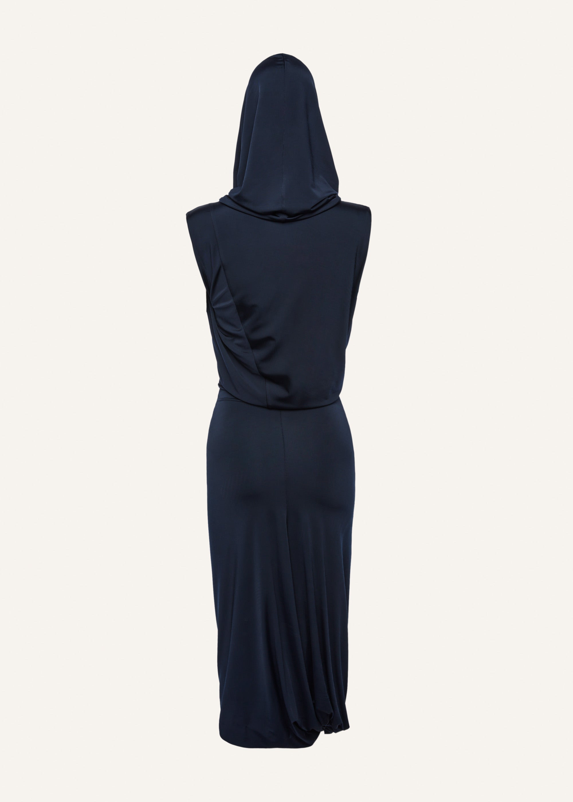 Sleeveless hooded midi dress in navy - 2