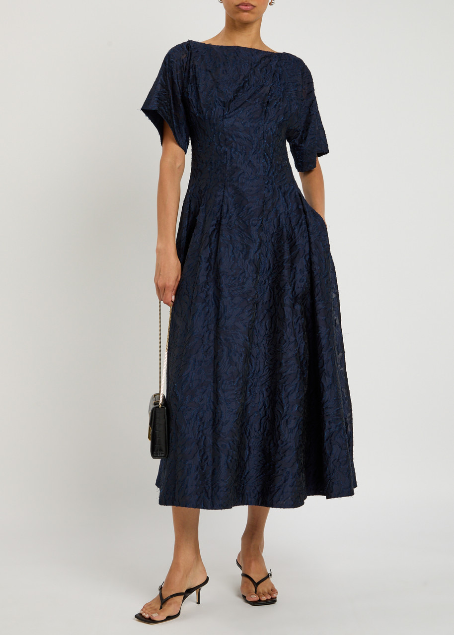 Simkhai Rosali Textured-embroidery Woven Midi Dress - 4