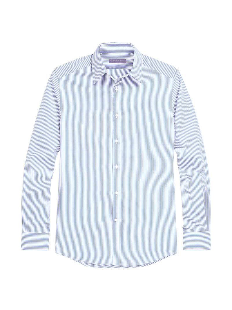 Men's Philip NK Striped Cotton Long-Sleeve Shirt - Blue White 1