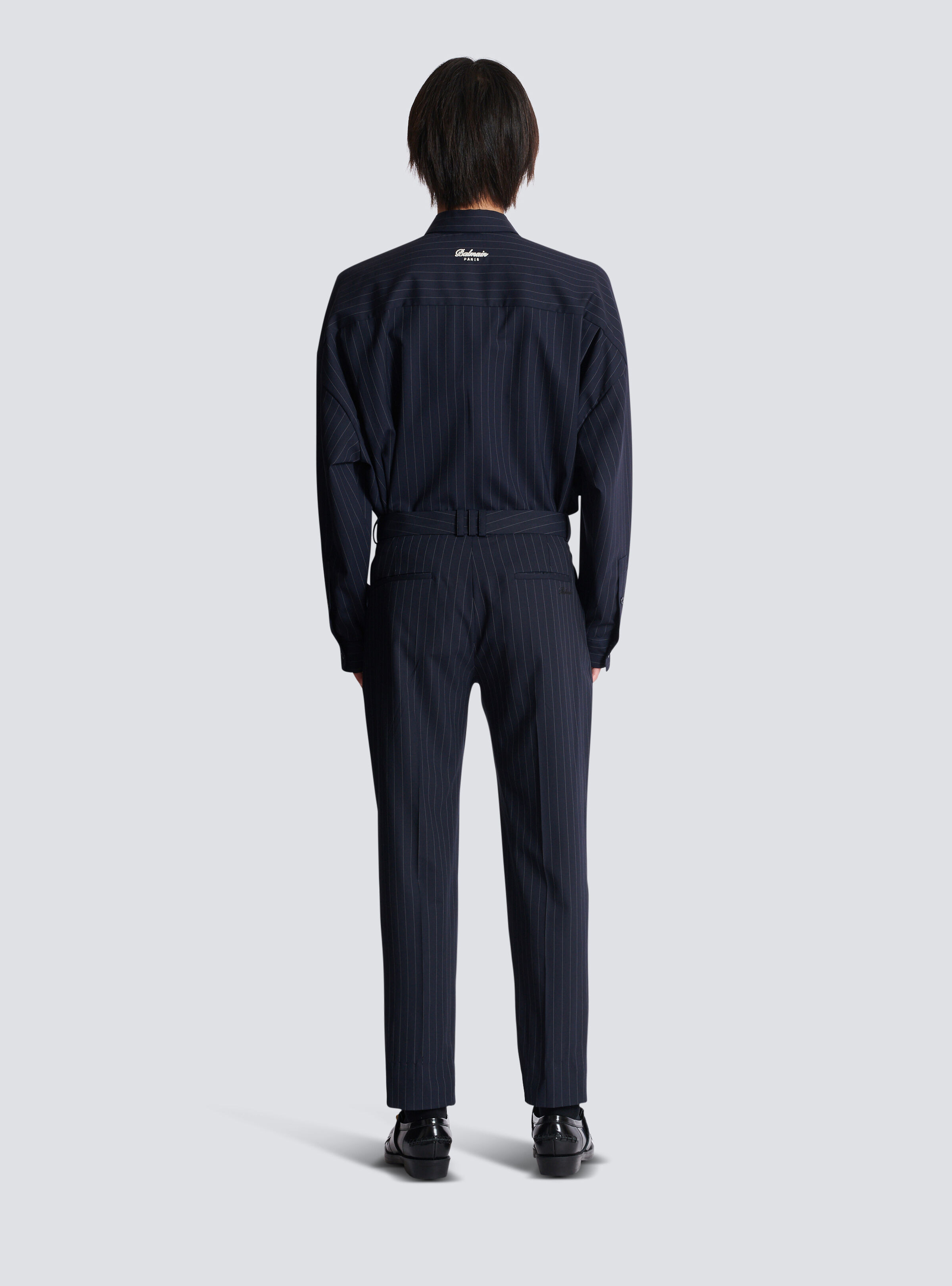 Straight-leg trousers in pinstripe wool - 4
