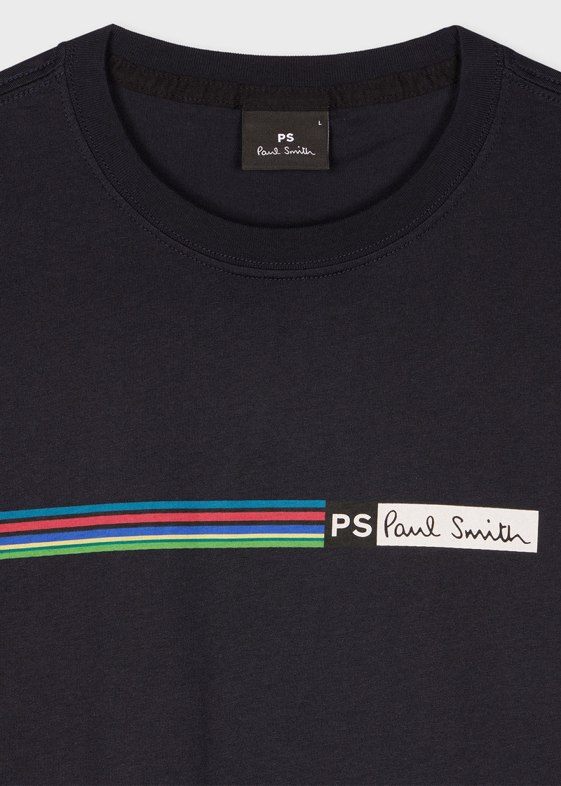 Paul Smith Navy 'Sports Stripe' Cotton T-Shirt outlook