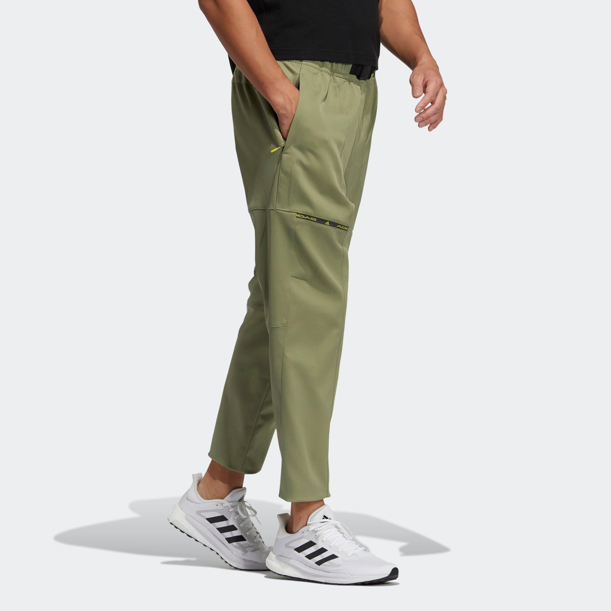 Men's adidas Th Qckdraw Pnt Running Training Woven Lacing Sports Pants/Trousers/Joggers Olive H40209 - 4