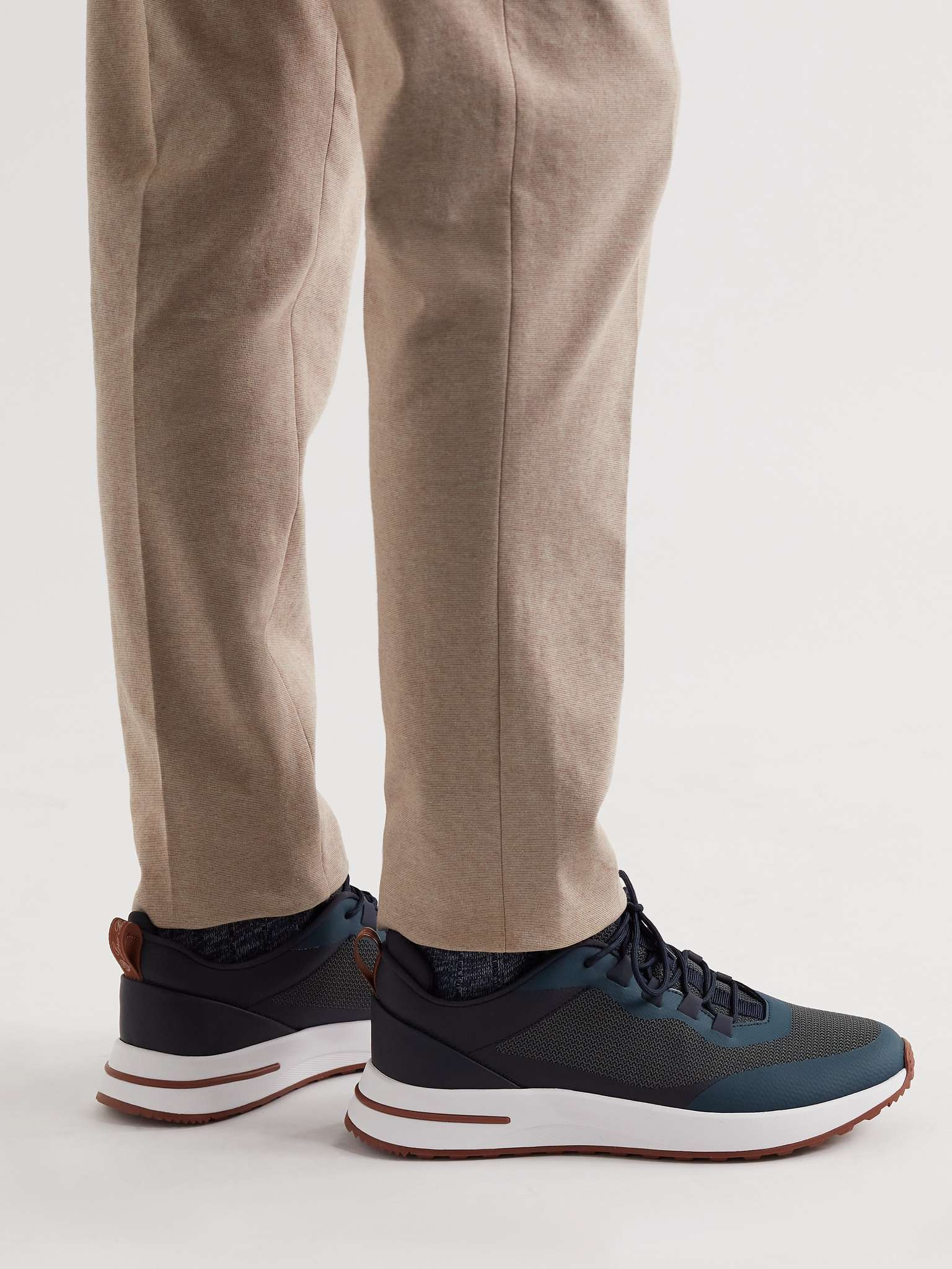 Loro Piana Weekend Walk Leather-Trimmed Mesh Sneakers | REVERSIBLE