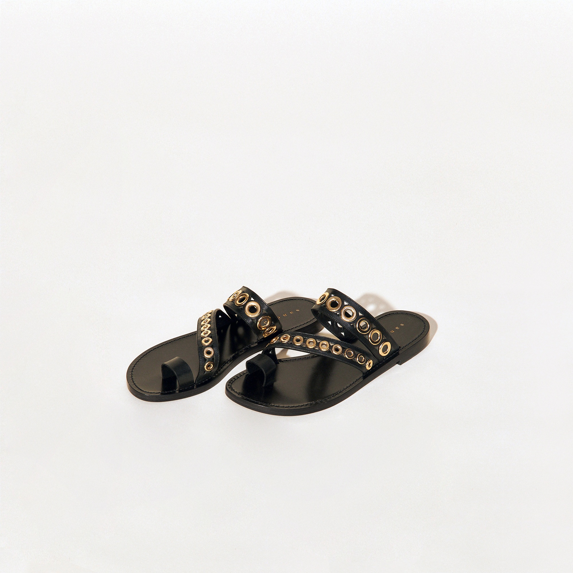 Leather sandals with eyelets - 1