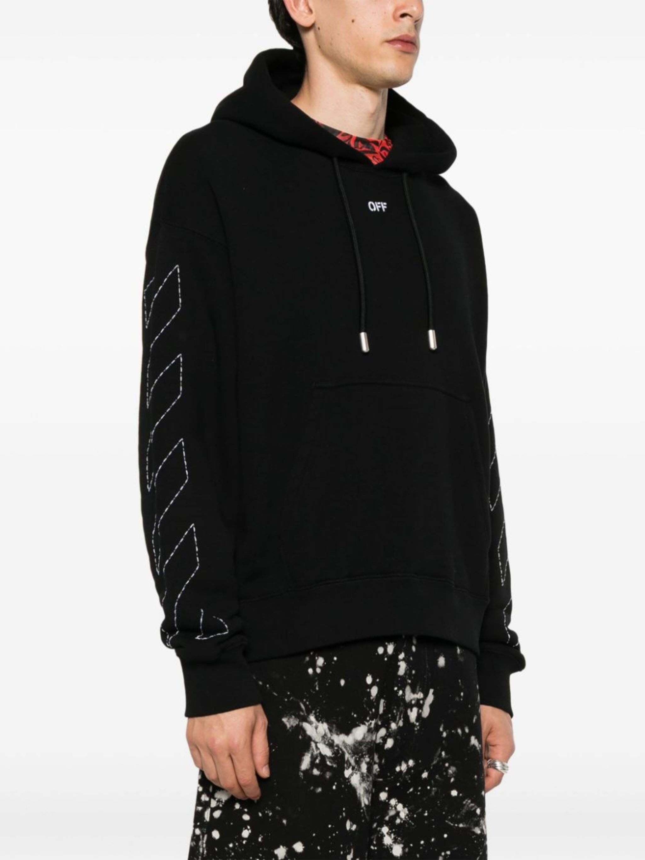 embroidered-logo cotton hoodie - 4