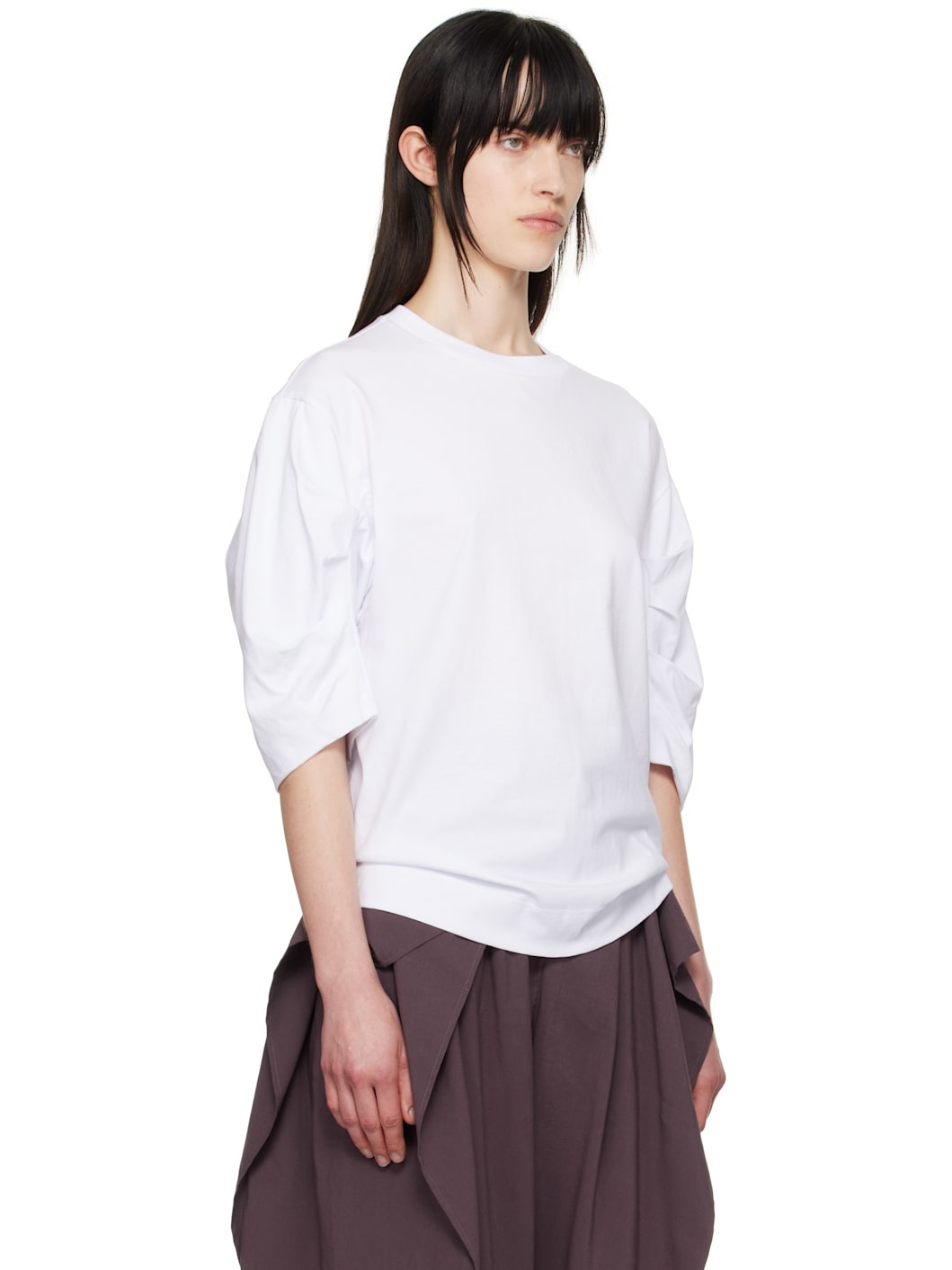 White Pleated T-shirt - 2