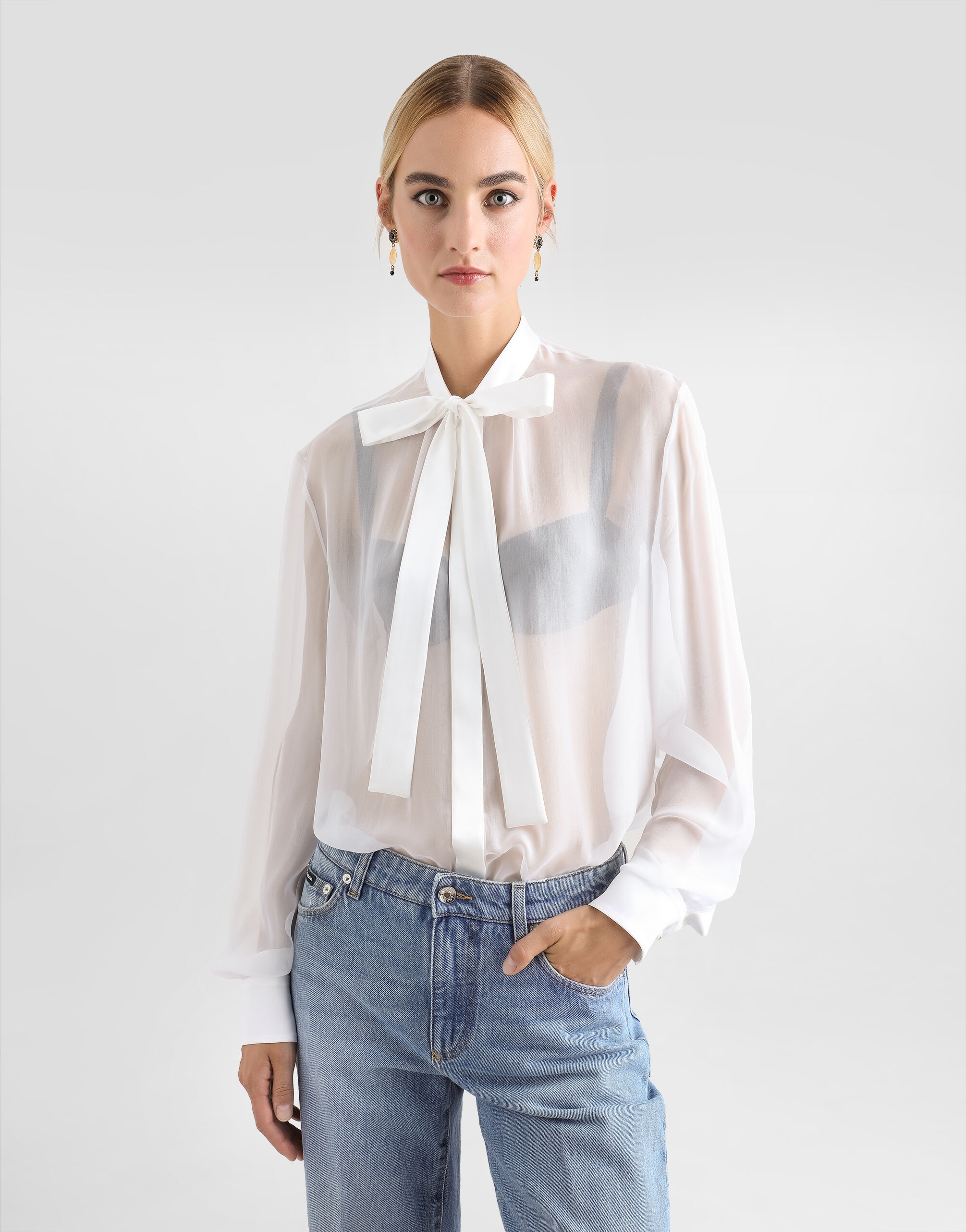 Chiffon pussy-bow shirt - 4