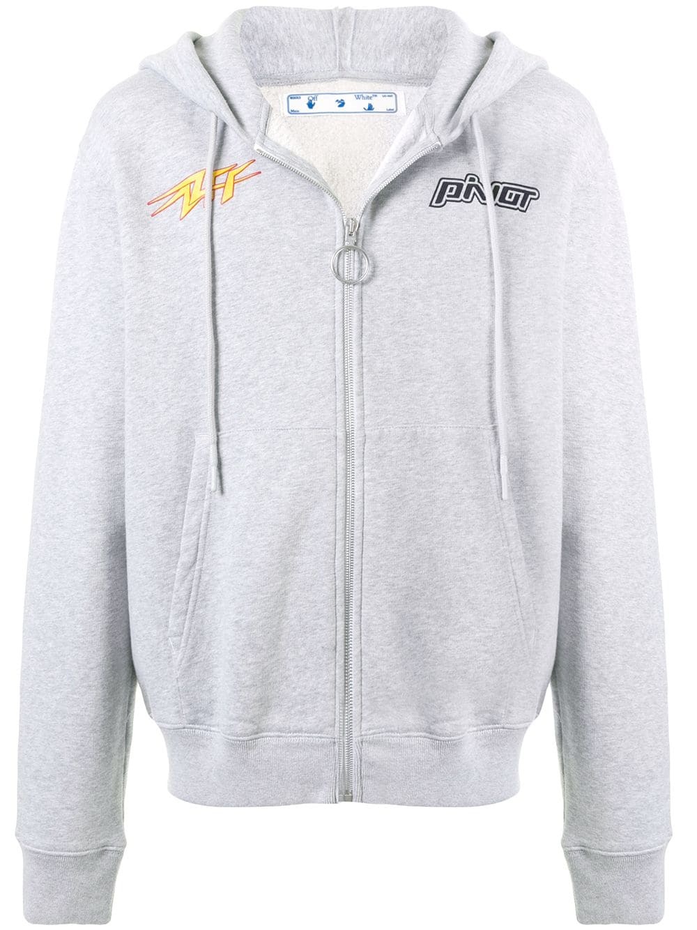 logo print zipped hoodie - 1