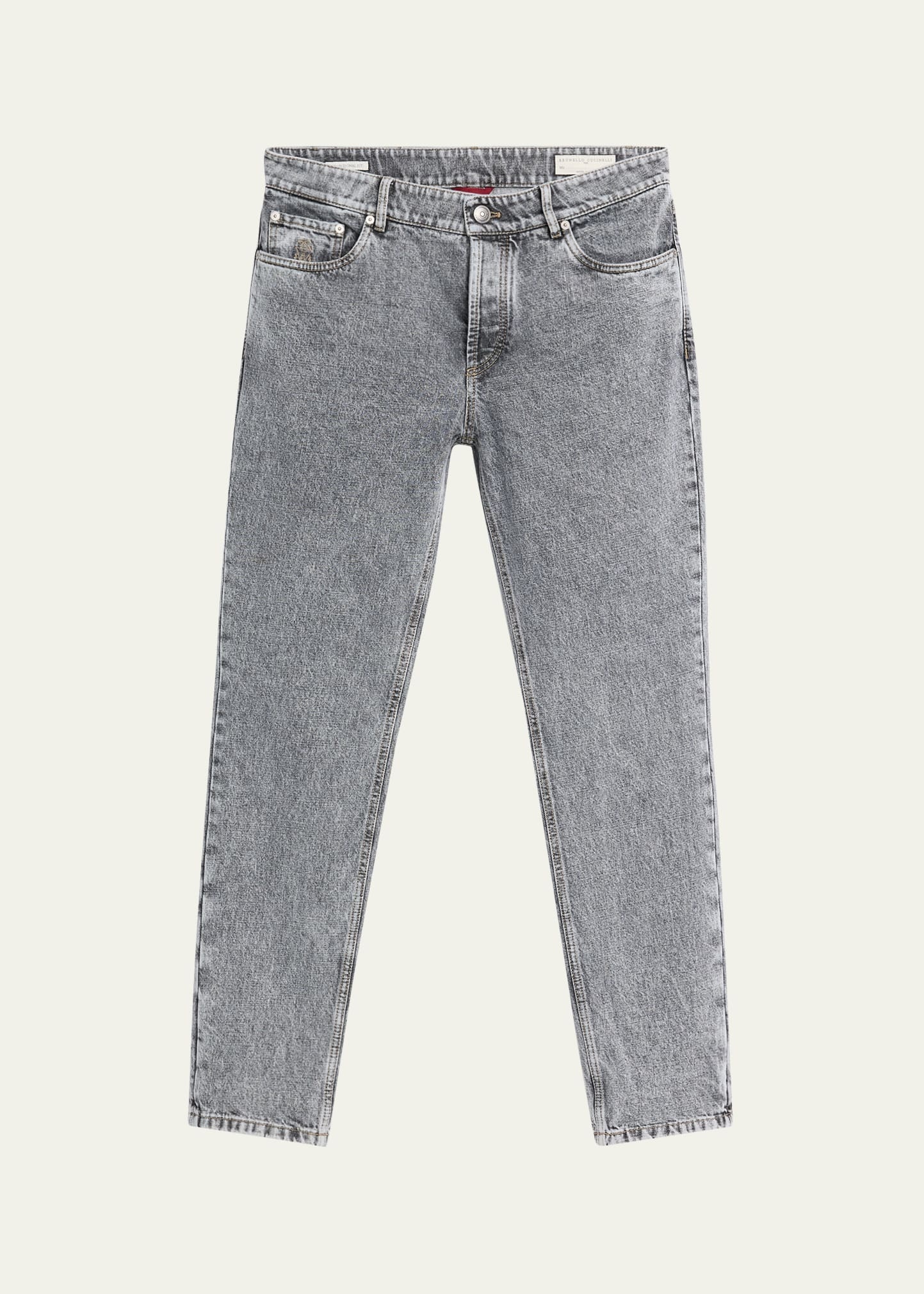 Men's Straight-Leg Grey Denim Jeans - 1
