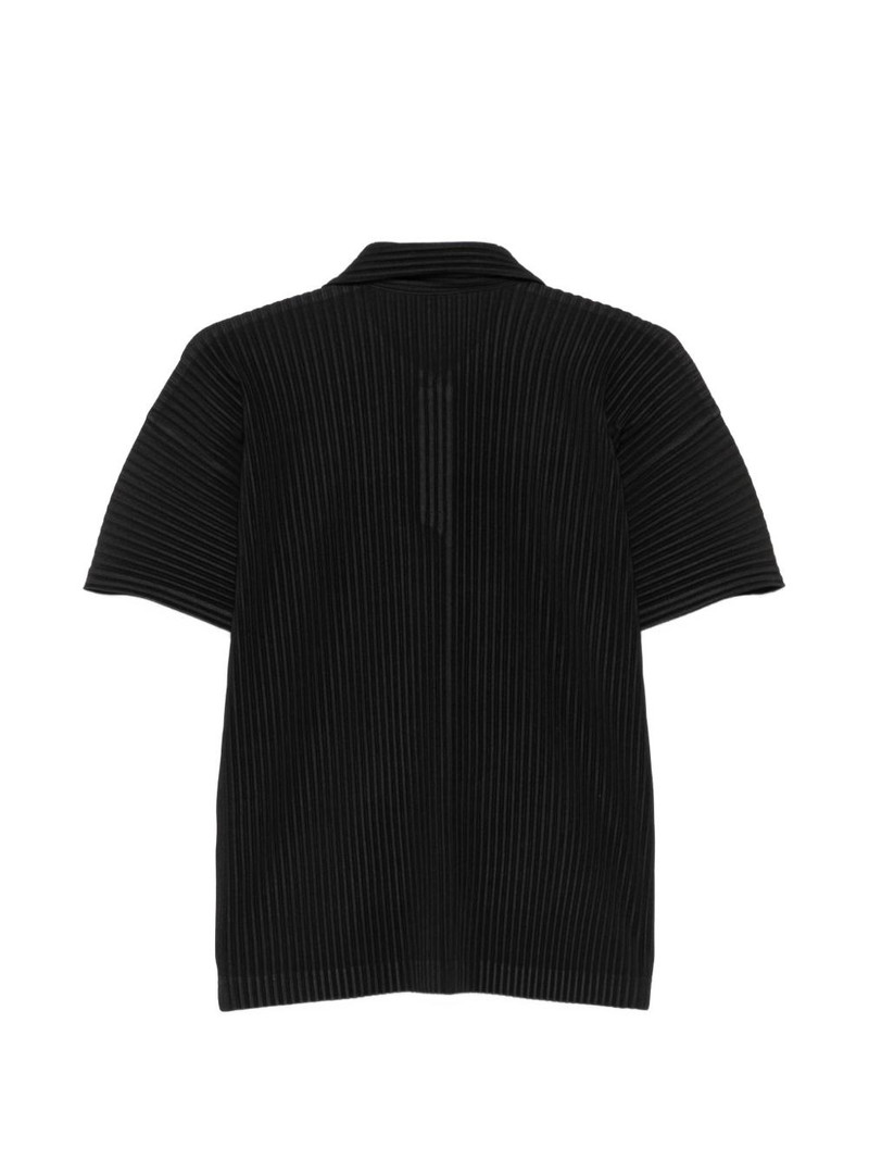 ISSEY MIYAKE pleated V-neck polo shirt outlook
