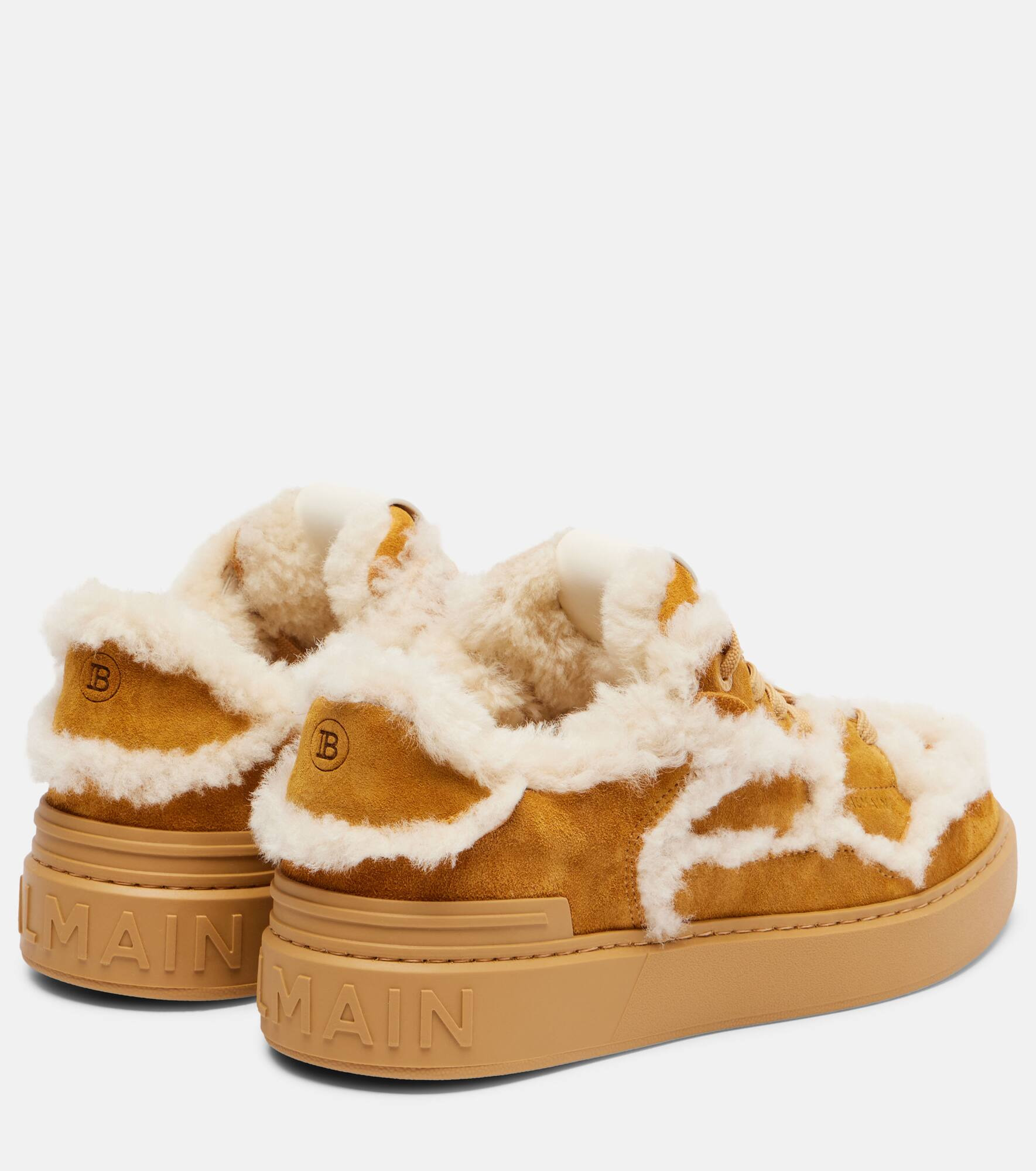 Shearling-trimmed suede sneakers - 2