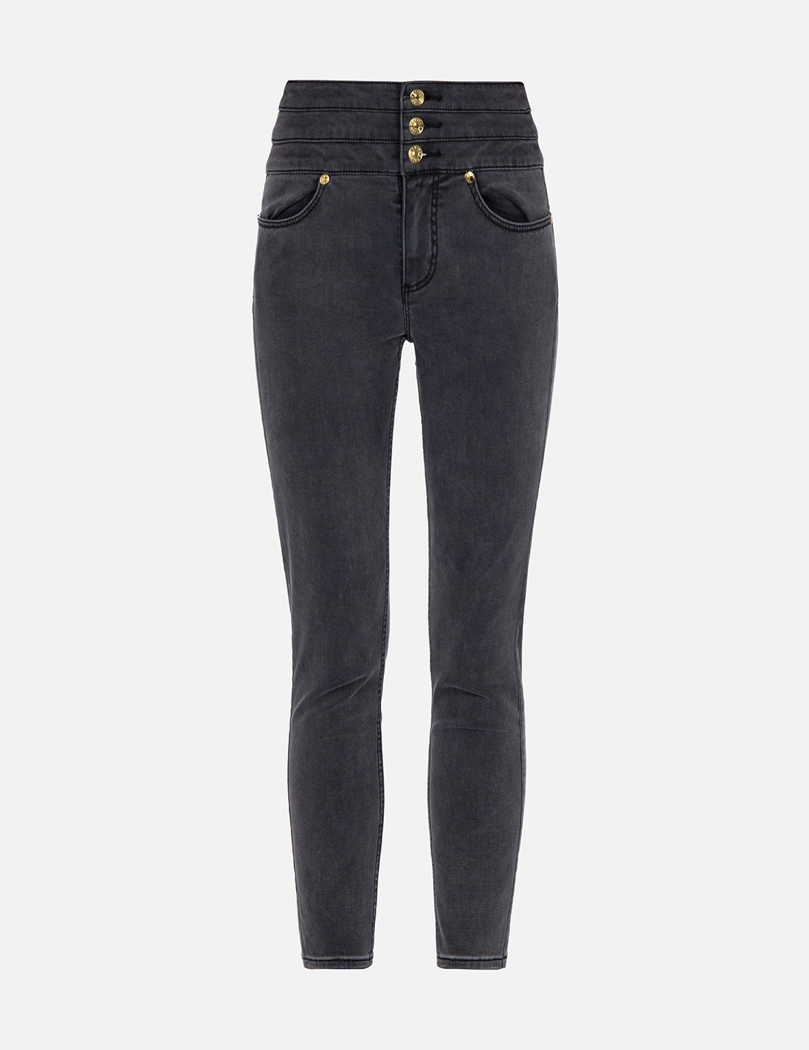 KOI PRINT AND SEAGULL EMBROIDERY SUPER HIGH-WAIST SKINNY JEANS - 2