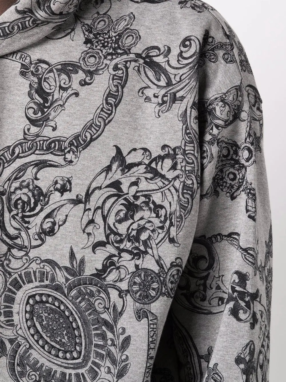 baroque-print cotton hoodie - 5