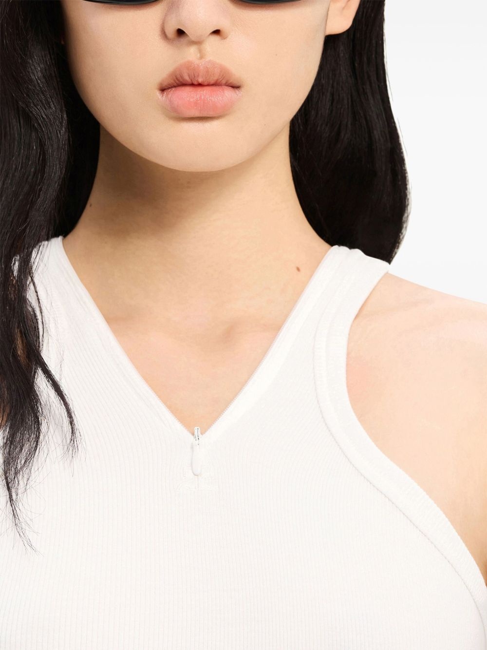 logo-embroidered ribbed tank top - 5