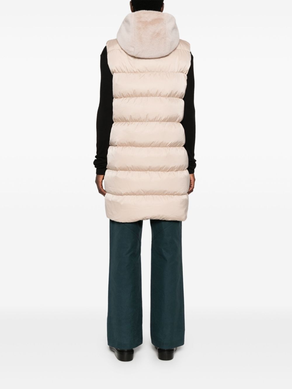 faux-shearling trim puffer coat - 4