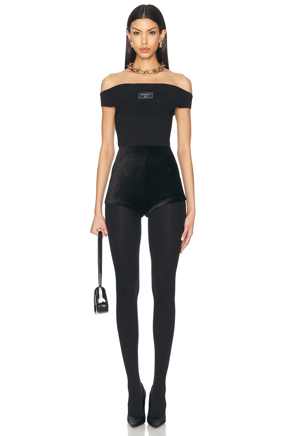 Boat Neck Double Collar Knit Crop Top - 4