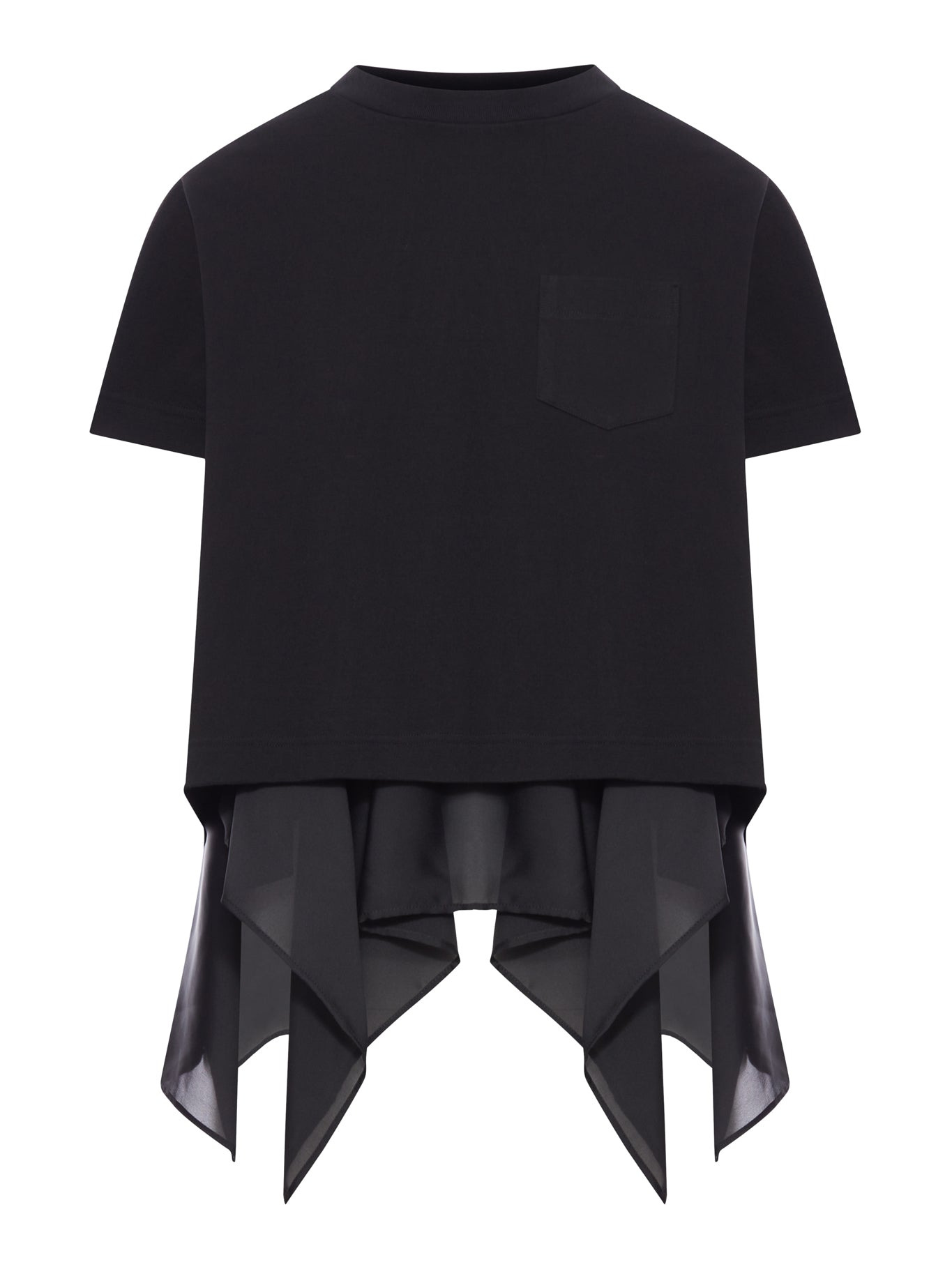 COTTON JERSEY AND SATIN T-SHIRT - 1