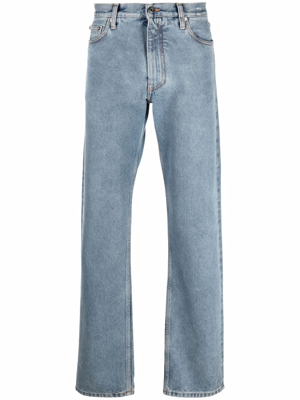 Diag-print straight-leg jeans - 1