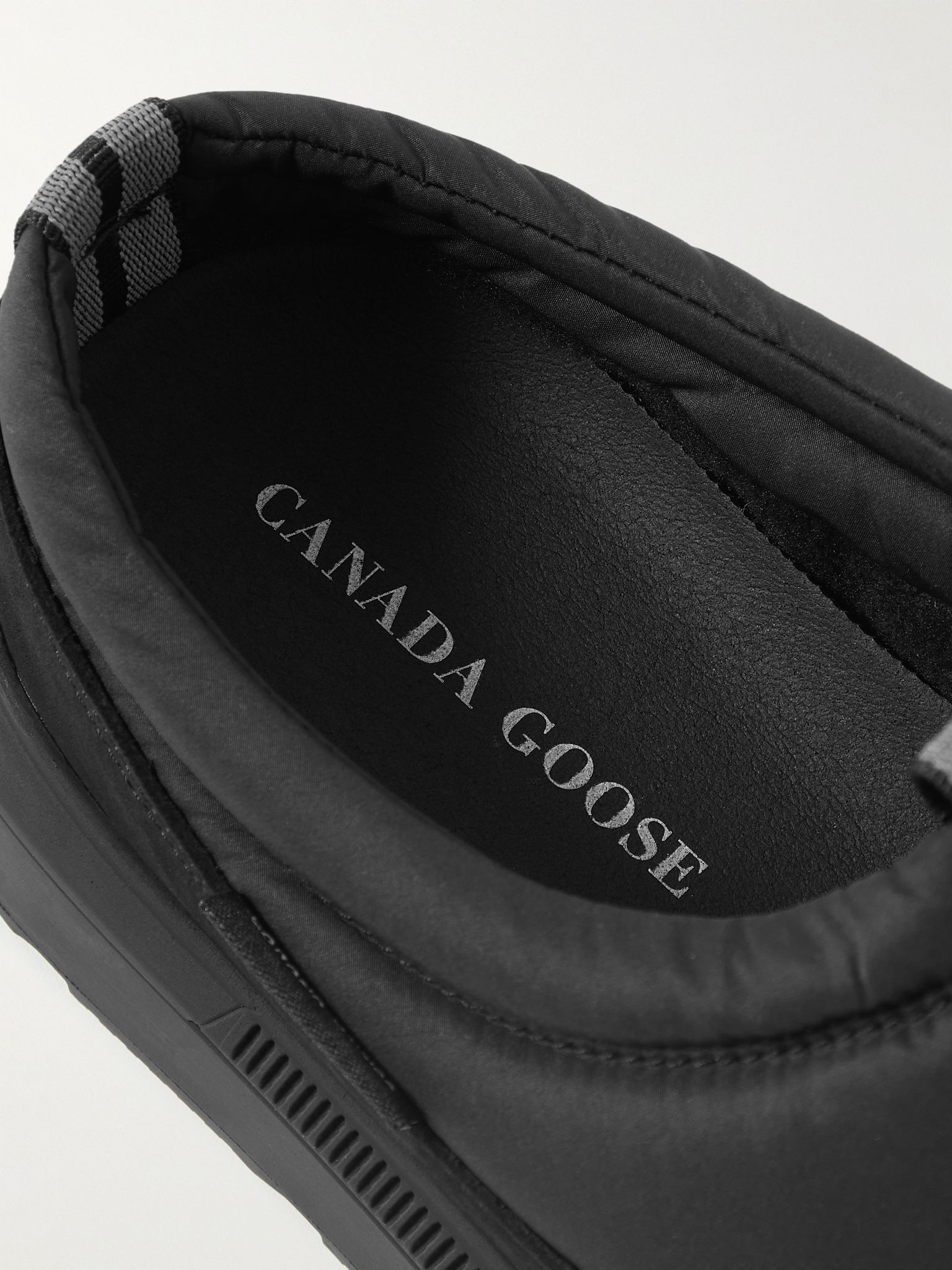 Crofton Suede-Trimmed Quilted Nylon Mules Black - 6