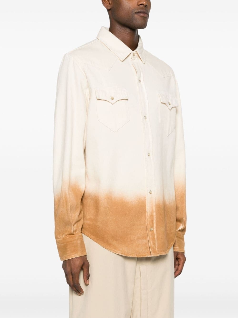 gradient-effect cotton denim shirt - 3