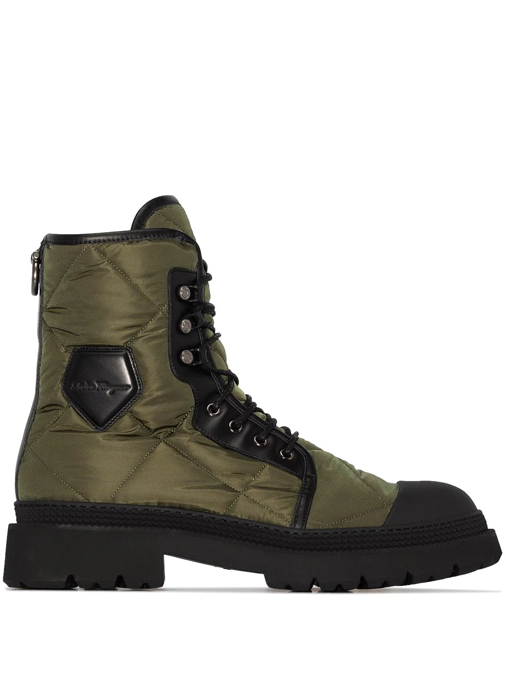 logo-patch quilted combat boots - 1