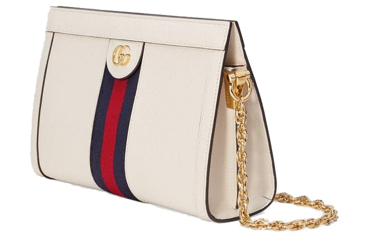 (WMNS) Gucci Ophidia Gold Logo Stripe Webbing Leather Chain Shoulder Messenger Bag Small White Class - 3