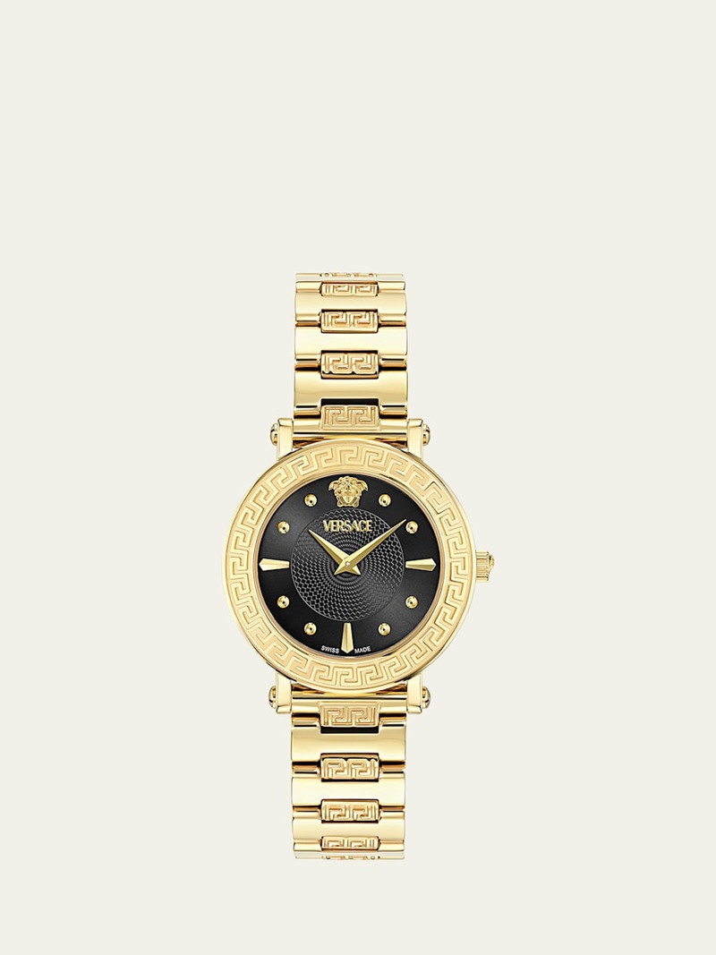 35mm Greca Sphere Watch with Bracelet Strap, Gold/Black 1