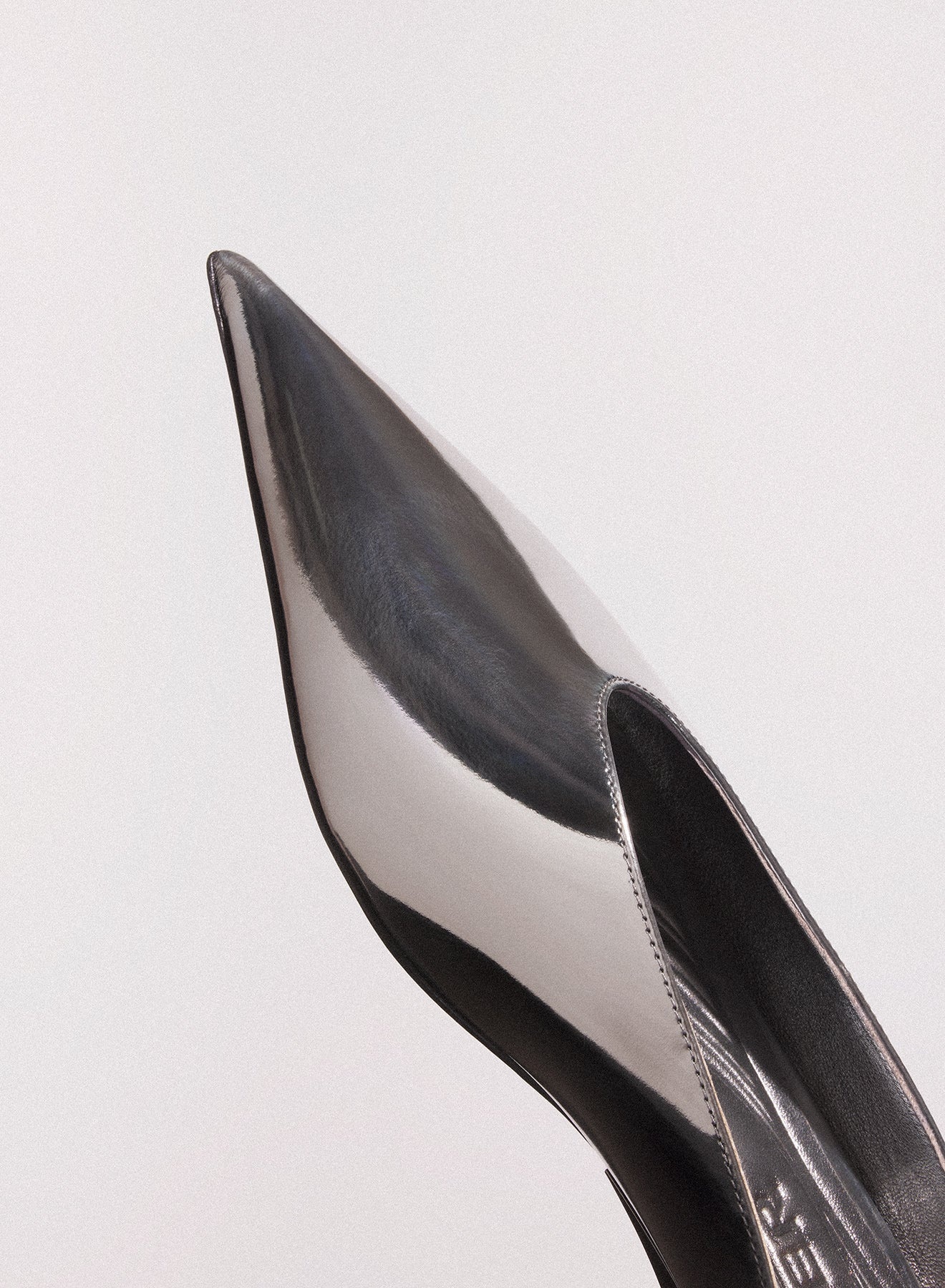 gunmetal leather fang flat mules - 3
