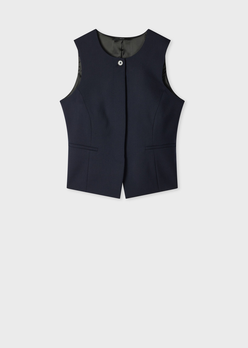 Women's Navy Wool Asymmetric Waistcoat 1