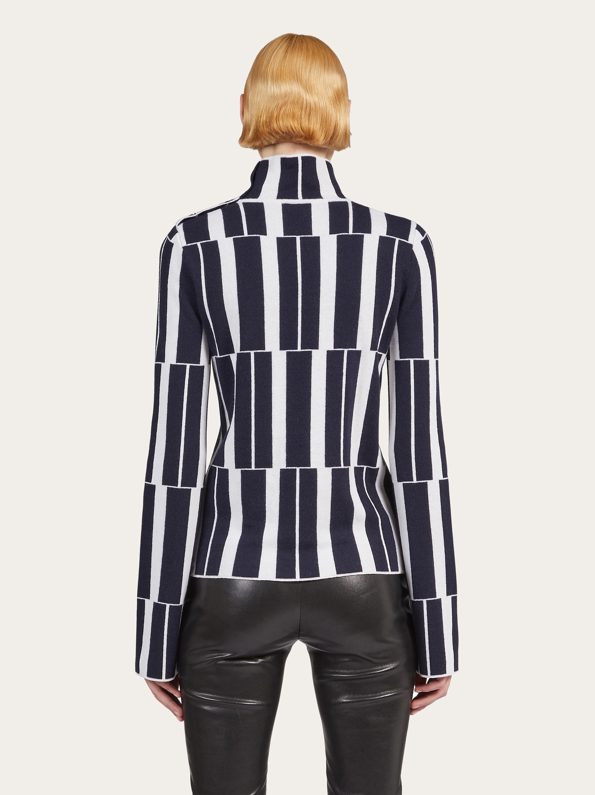 High neck jacquard sweater - 3