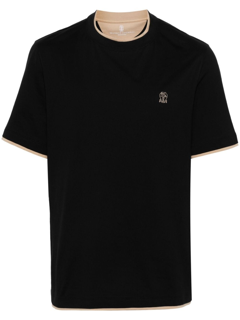 logo-embroidered cotton T-shirt - 1