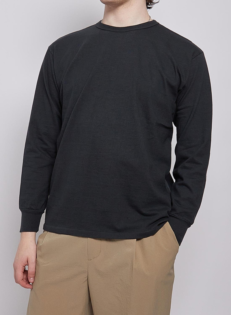 Allevol Heavy Duty Crew Neck Long Sleeve T-Shirt in Black 3