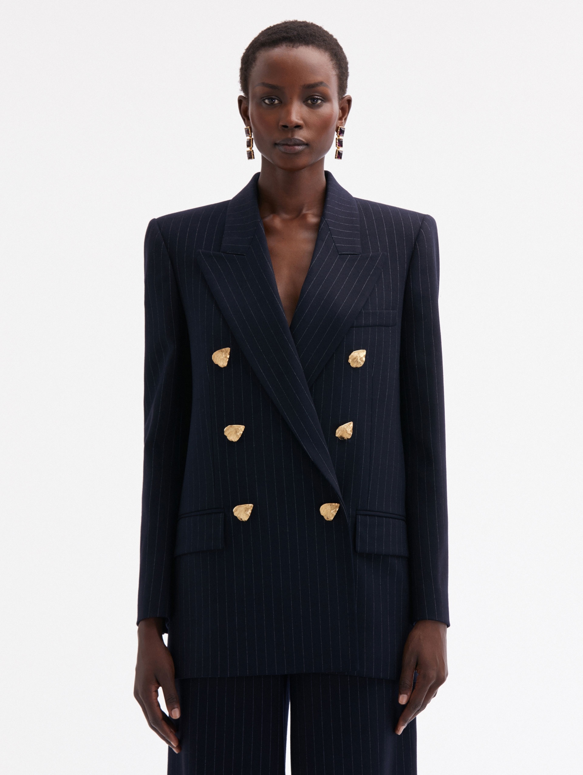 PINSTRIPED DOUBLE-BREASTED JACKET - 1