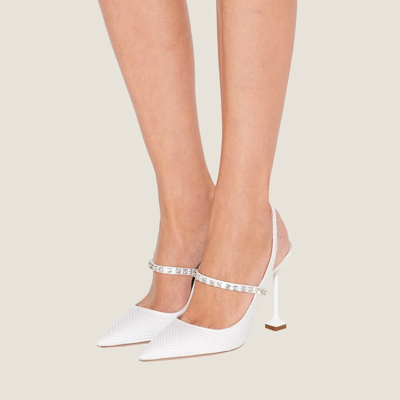 Miu Miu Satin slingback pumps with crystals outlook