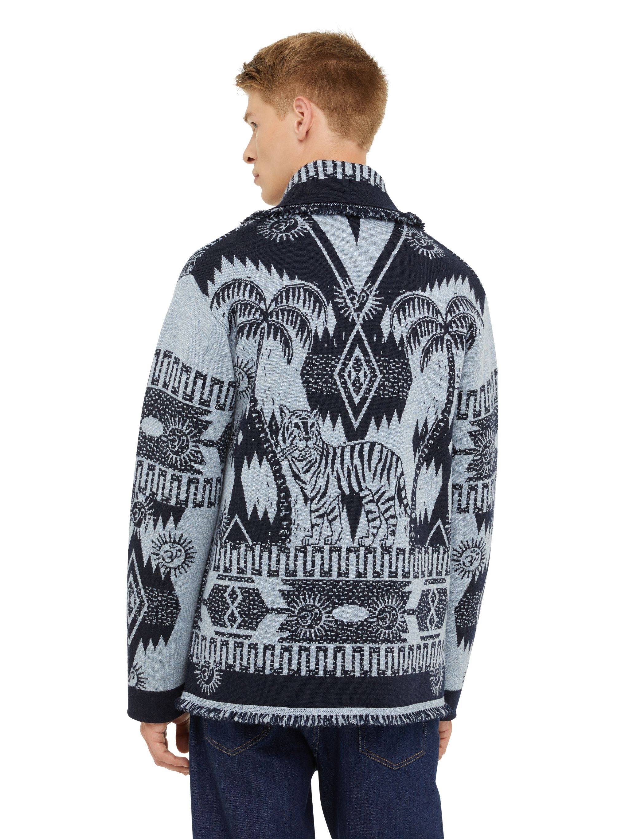 Wood Block Ibrid Jacquard Cardigan - 8
