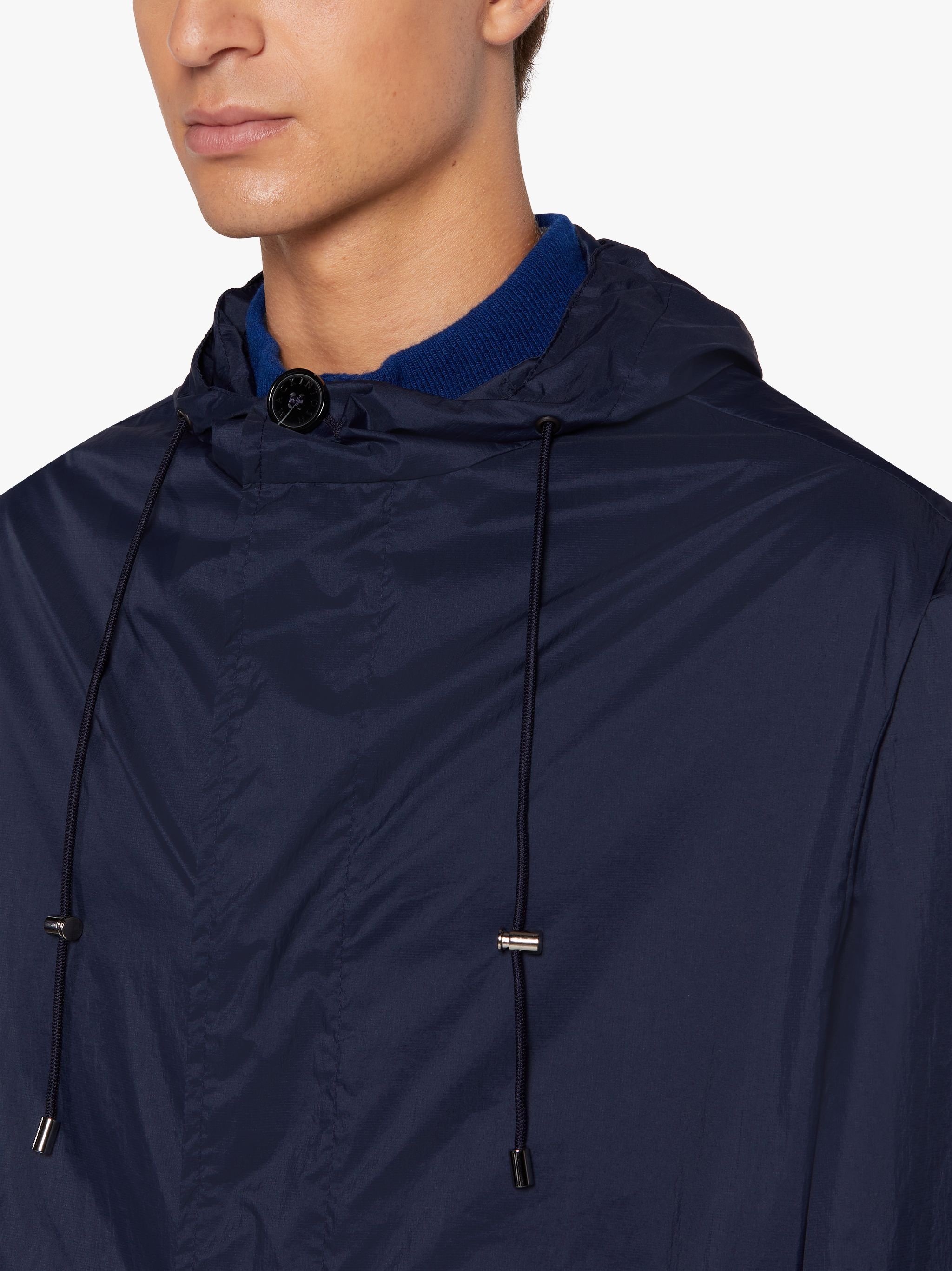WOLFSON NAVY NYLON HOODED COAT | GMM-219 - 5