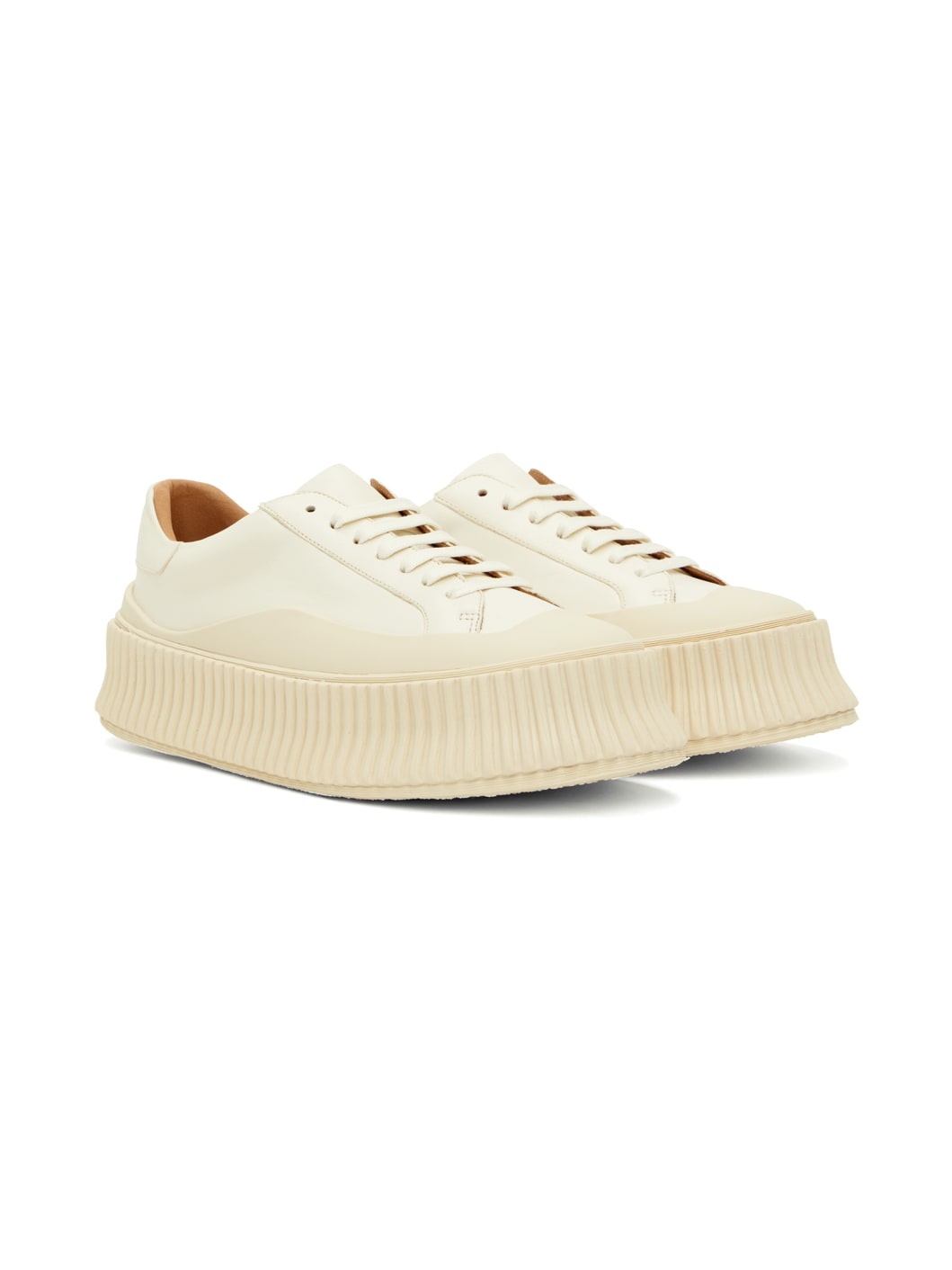 White Leather Platform Sneakers - 4
