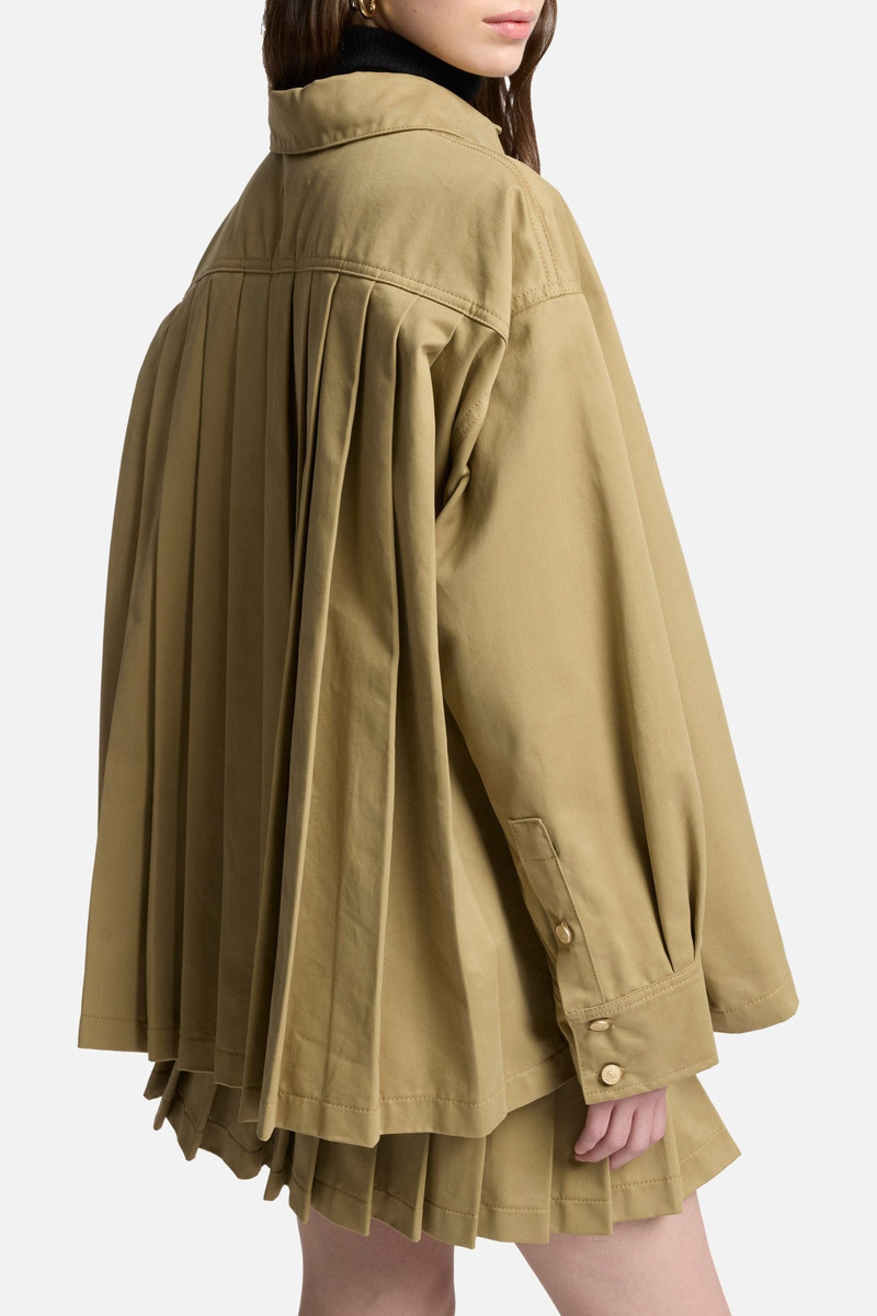 Comfort Twill Pleated Overshirt in Sand Storm 4