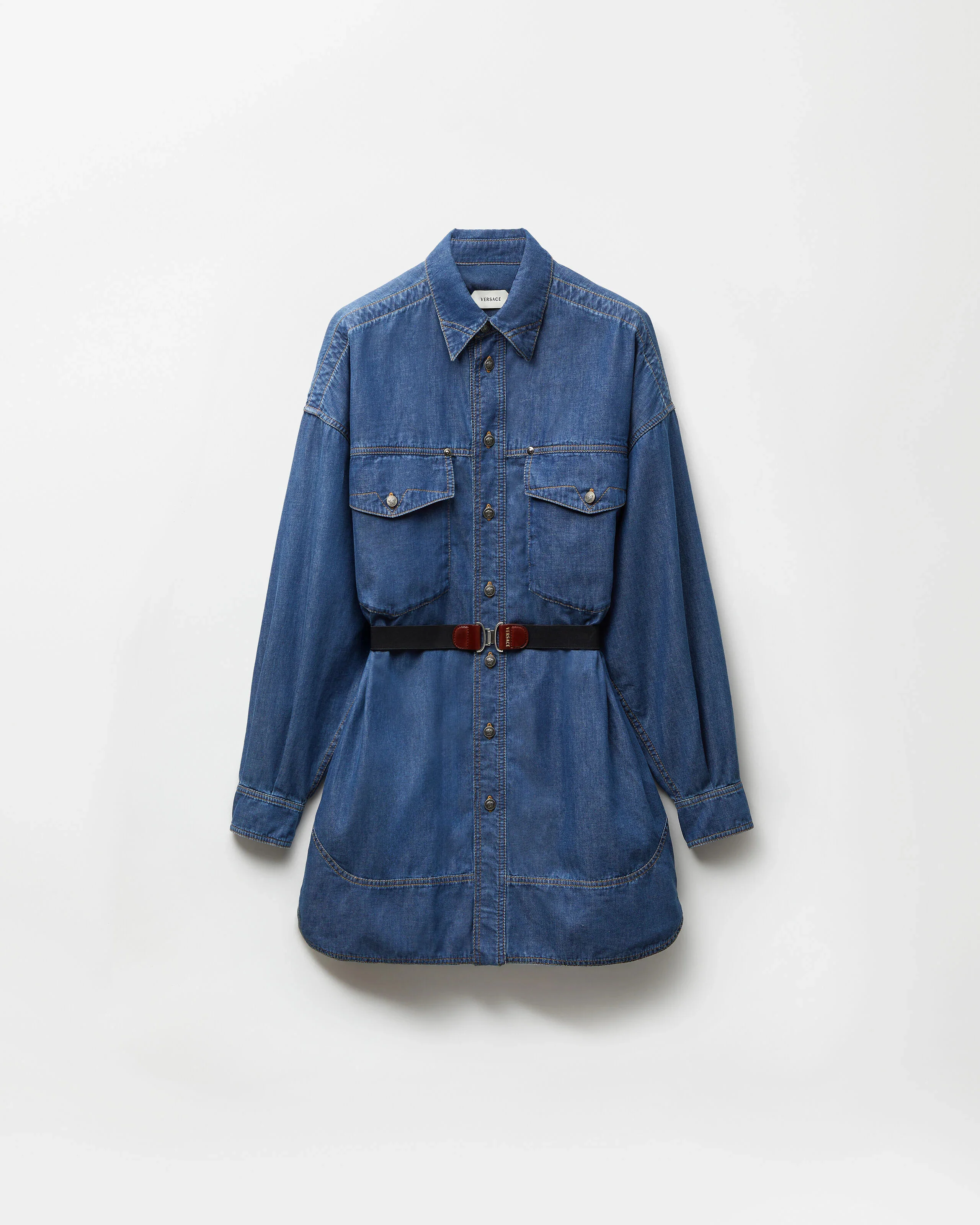 Chambray Denim Mini Dress - 1